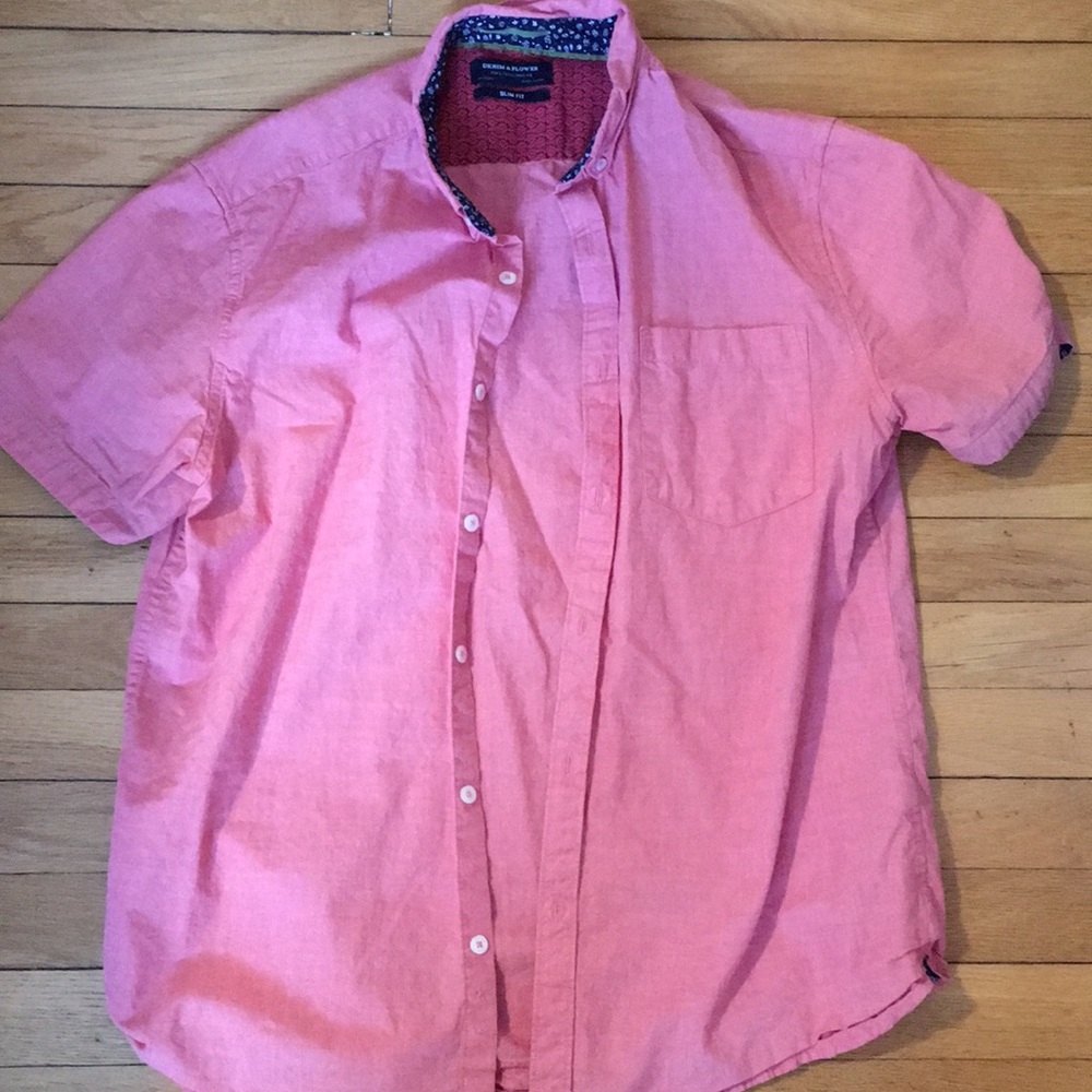 Denim and Flower short sleeve button up